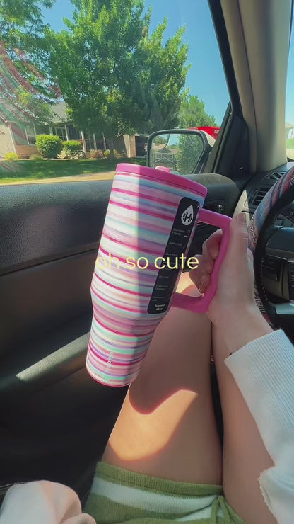 Pastel Pink Striped Tumbler